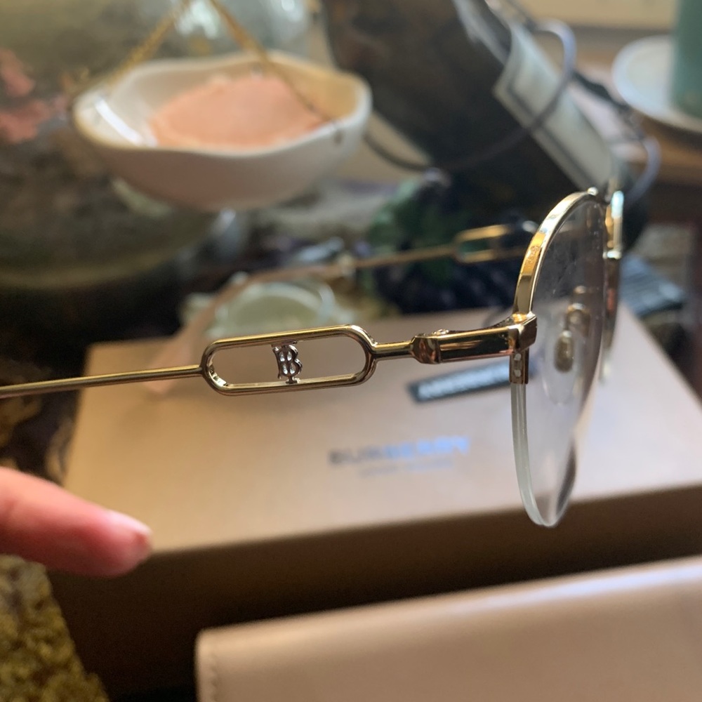 ๐ฅSOLD๐ฅAuthentic BURBERRY 51mm half rim logo Metal optical glasses - Picture 6 of 15